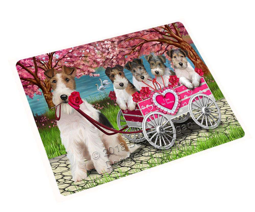 I Love Wire Fox Terrier Dog in a Cart Art Portrait Cutting Board C62646