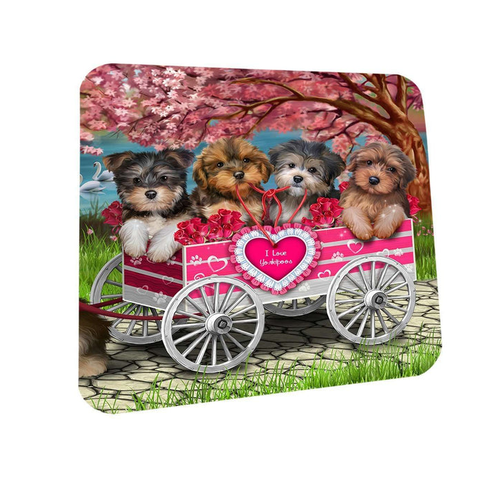 I Love Yorkipoos Dog in a Cart Coasters Set of 4 CST48105