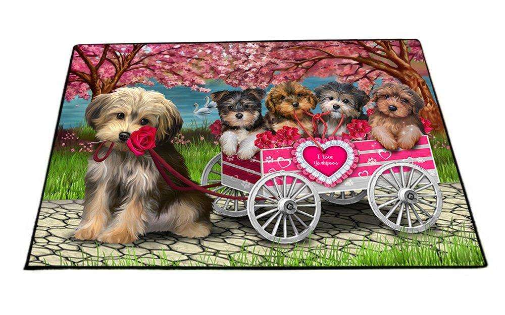 I Love Yorkipoos Dog in a Cart Floormat FLMS48213