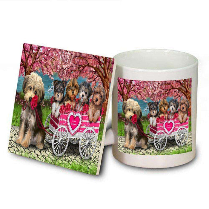 I Love Yorkipoos Dog in a Cart Mug and Coaster Set MUC48138