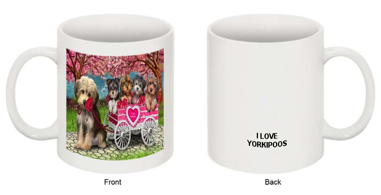 I Love Yorkipoos Dog in a Cart Mug MUG48146