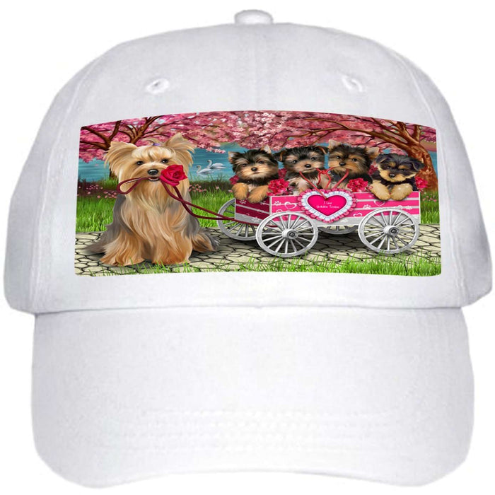 I Love Yorkshire Terrier Dogs in a Cart Ball Hat Cap