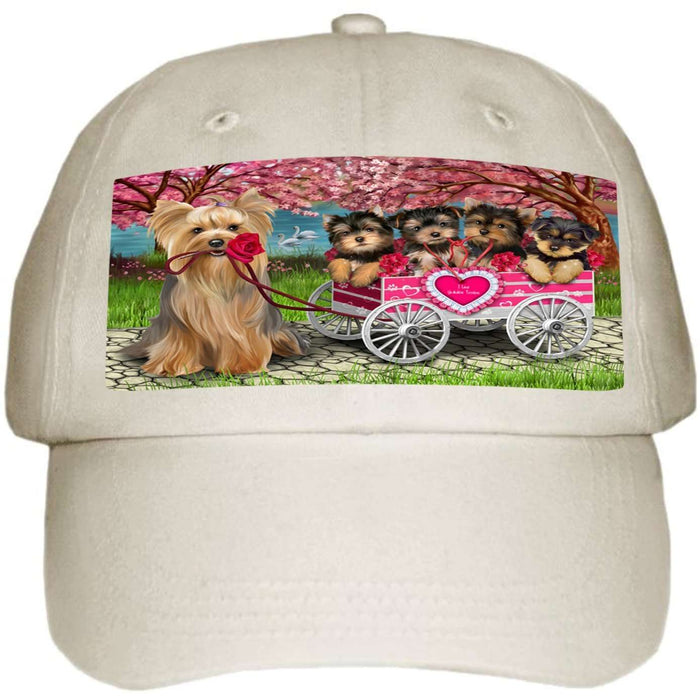 I Love Yorkshire Terrier Dogs in a Cart Ball Hat Cap