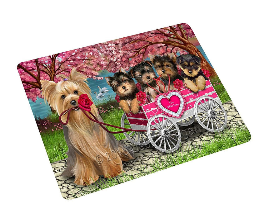 I Love Yorkshire Terrier Dogs in a Cart Tempered Cutting Board (Small)