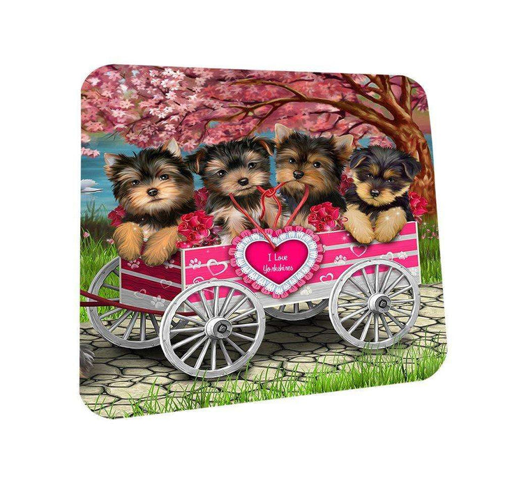I Love Yorkshires Dog in a Cart Coasters Set of 4 CST48556