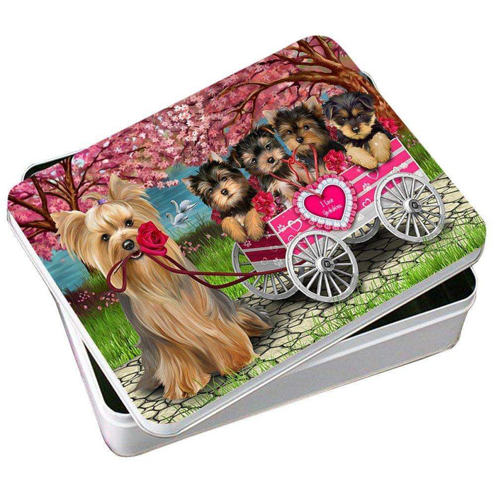 I Love Yorkshires Dog in a Cart Photo Storage Tin PITN48597