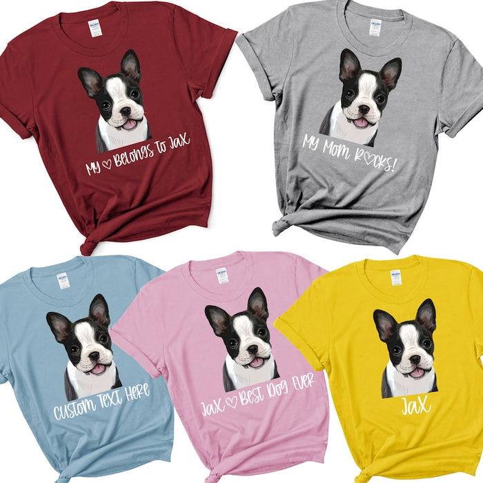 Custom Photo T-Shirt, Personalized Pet Tops, Customized Cute Gift, Adult Size Unisex Clothing for Cat Mom and Dog Dad