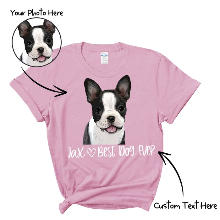 Custom Photo T-Shirt, Personalized Pet Tops, Customized Cute Gift, Adult Size Unisex Clothing for Cat Mom and Dog Dad