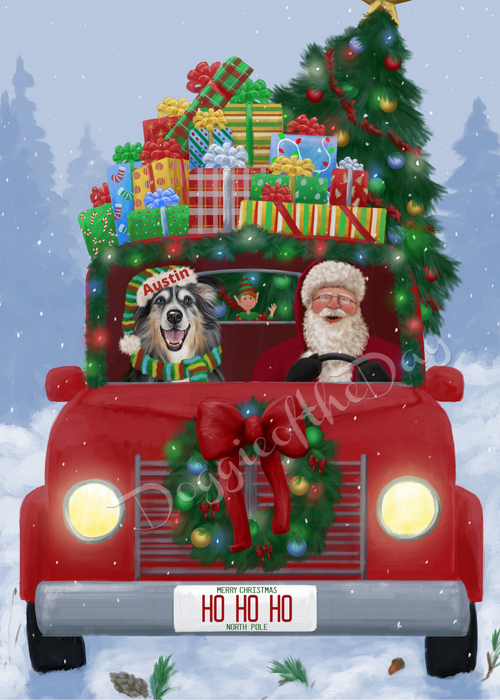 Custom Painting Art Photo Personalized Dog Cat in Honk Honk Here Comes Santa Background