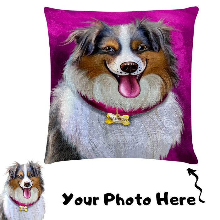 Add Your PERSONALIZED PET Painting Portrait Photo on Sequin Pillow Case