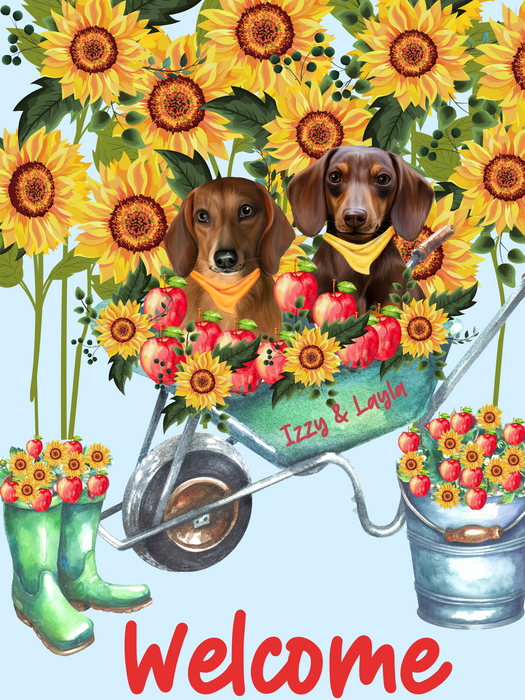 Custom Digital Painting Art Photo Personalized Dog Cat in Fall Sunflower Background