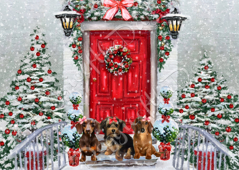 Custom Digital Painting Art Photo Personalized Dog Cat in Christmas Holiday Welcome Background