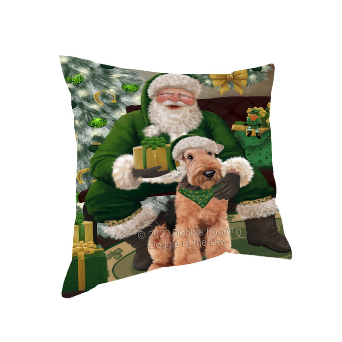 Christmas Irish Santa with Gift and Siberian Husky Dog Pillow PIL86824