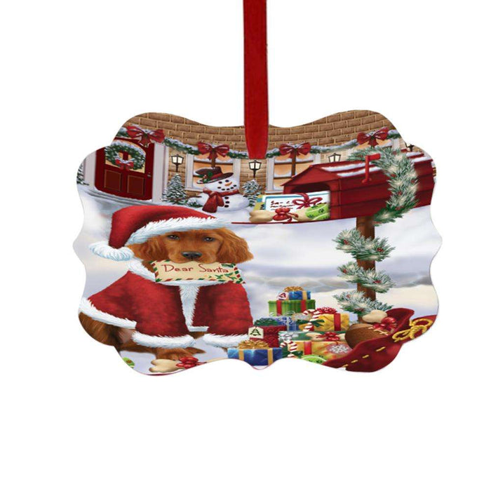 Irish Red Setter Dog Dear Santa Letter Christmas Holiday Mailbox Double-Sided Photo Benelux Christmas Ornament LOR49054