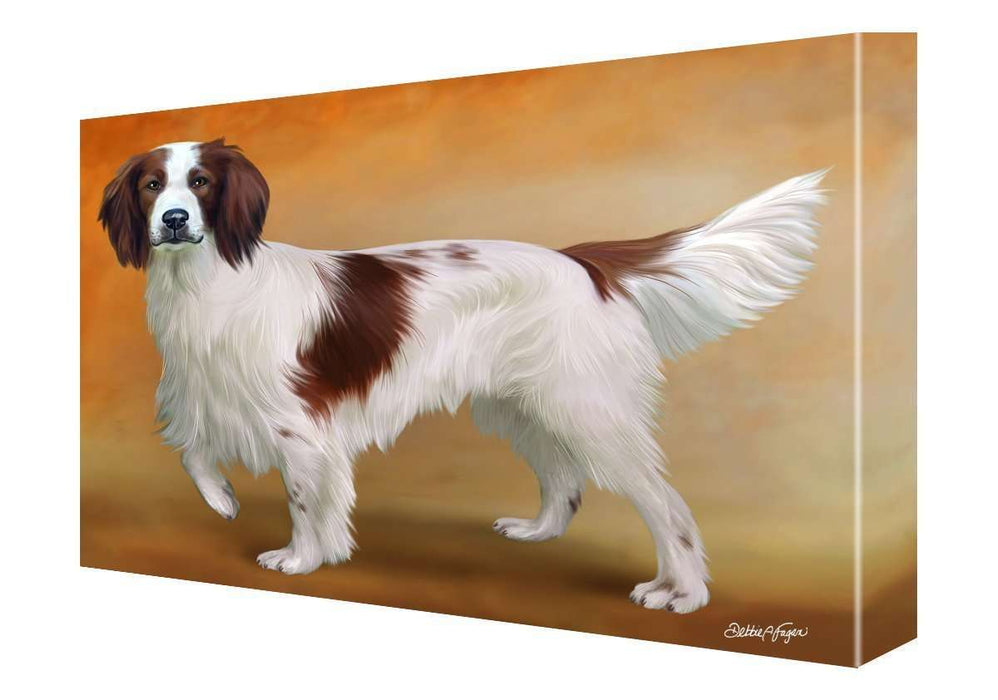 Irish Red White Setter Dog Painting Printed on Canvas Wall Art Signed