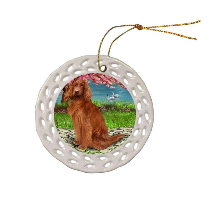 Irish Setter Dog Ceramic Doily Ornament DPOR52751