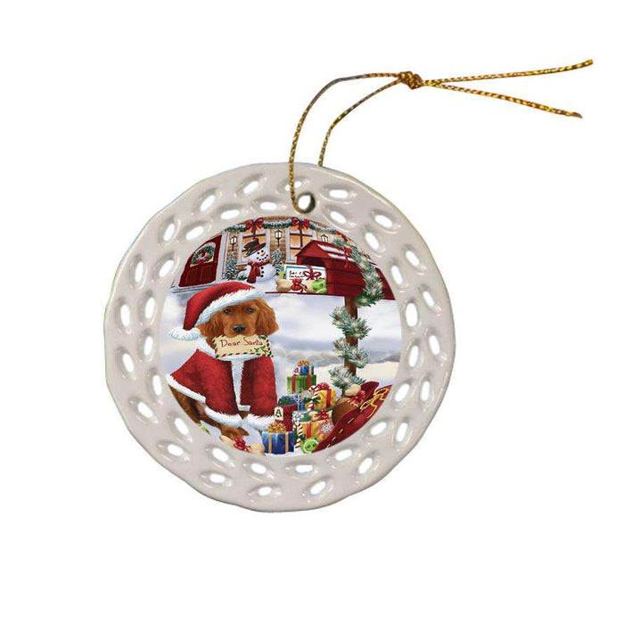 Irish Setter Dog Dear Santa Letter Christmas Holiday Mailbox Ceramic Doily Ornament DPOR53542