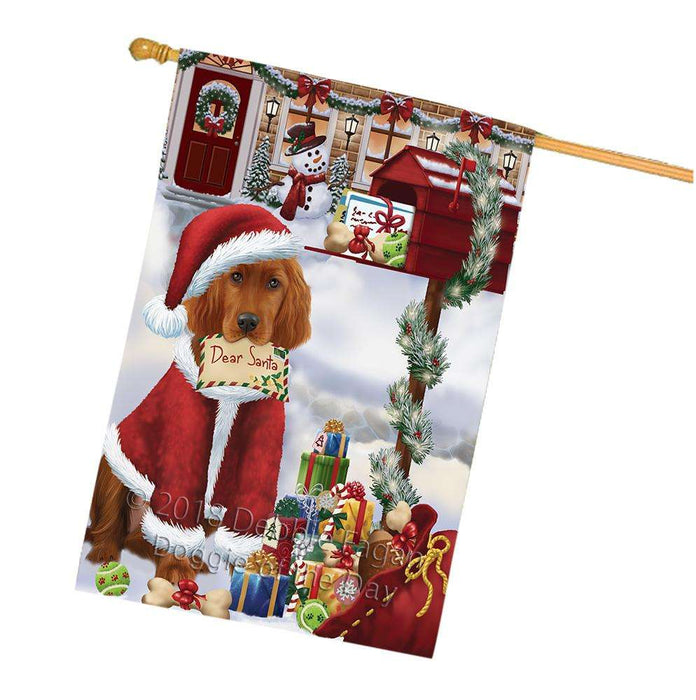 Irish Setter Dog Dear Santa Letter Christmas Holiday Mailbox House Flag FLG53740