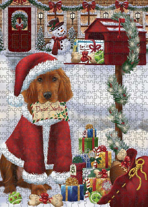 Irish Setter Dog Dear Santa Letter Christmas Holiday Mailbox Puzzle with Photo Tin PUZL81324