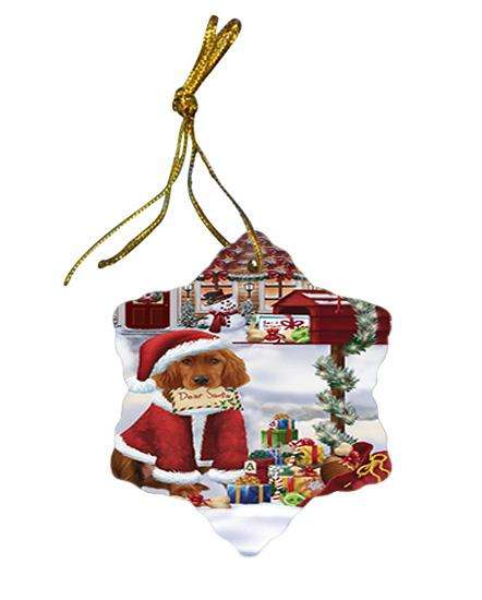 Irish Setter Dog Dear Santa Letter Christmas Holiday Mailbox Star Porcelain Ornament SPOR53533