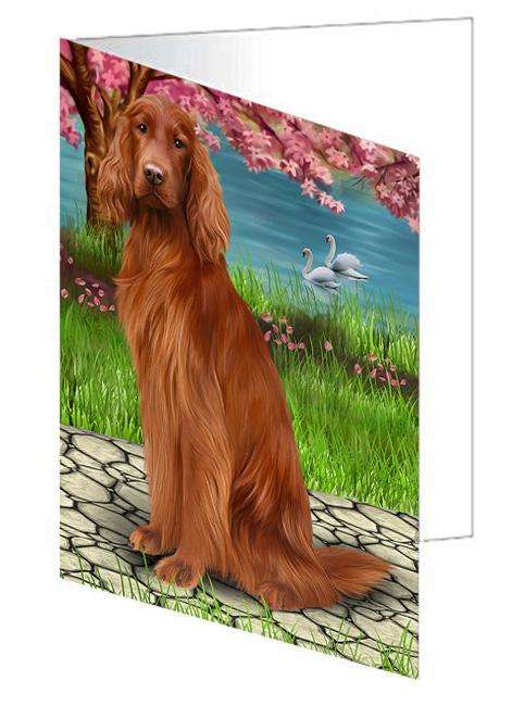 Irish Setter Dog Handmade Artwork Assorted Pets Greeting Cards and Note Cards with Envelopes for All Occasions and Holiday Seasons GCD62282