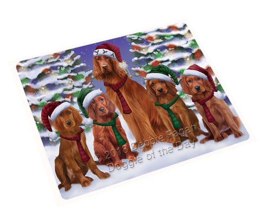 Irish Setters Dog Christmas Family Portrait in Holiday Scenic Background Large Refrigerator / Dishwasher Magnet RMAG76476