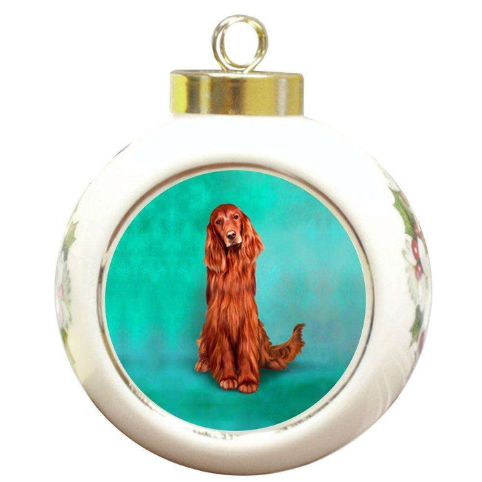Irish Setters Dog Round Ceramic Christmas Ornament