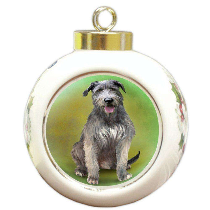 Irish Wolfhound Dog Round Ball Christmas Ornament RBPOR48504