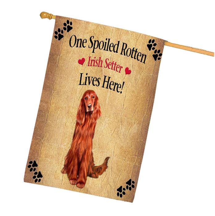 Spoiled Rotten Irish Red Setter Dog House Flag Outdoor Decorative Double Sided Pet Portrait Weather Resistant Premium Quality Animal Printed Home Decorative Flags 100% Polyester FLG68352