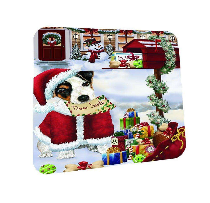 Jack Russel Dear Santa Letter Christmas Holiday Mailbox Dog Coasters Set of 4