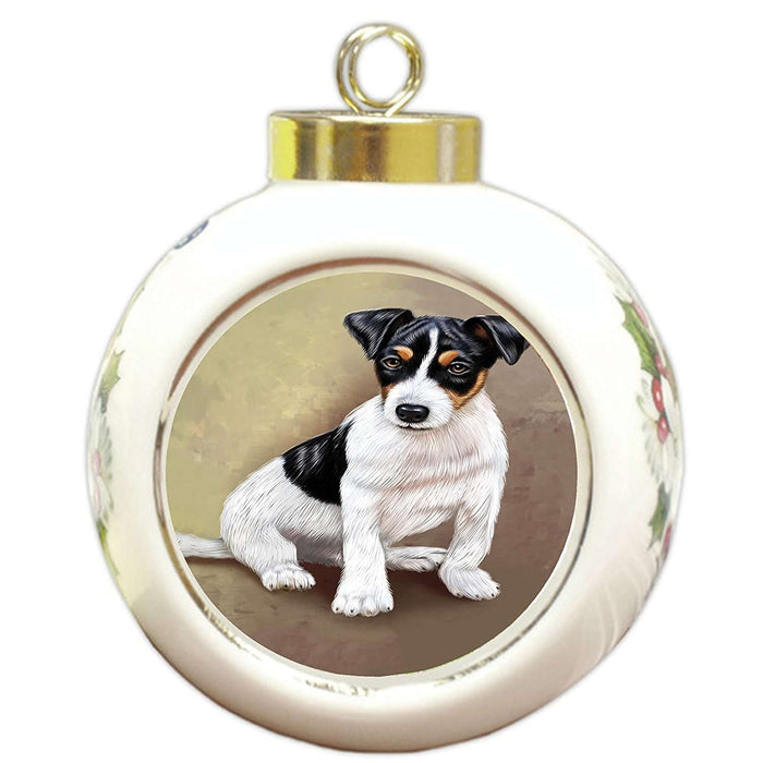 Jack Russel Puppy Dog Round Ball Christmas Ornament