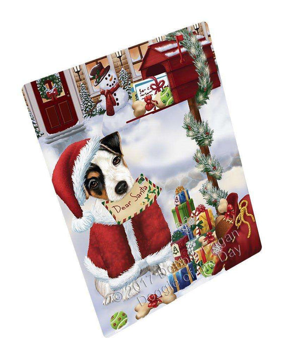 Jack Russell Dear Santa Letter Christmas Holiday Mailbox Dog Art Portrait Print Woven Throw Sherpa Plush Fleece Blanket