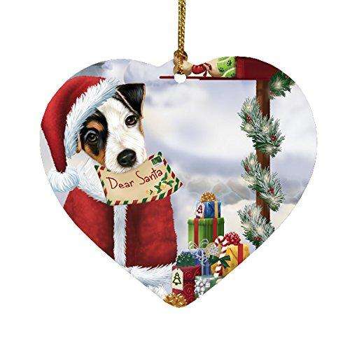Jack Russell Dear Santa Letter Christmas Holiday Mailbox Dog Heart Ornament