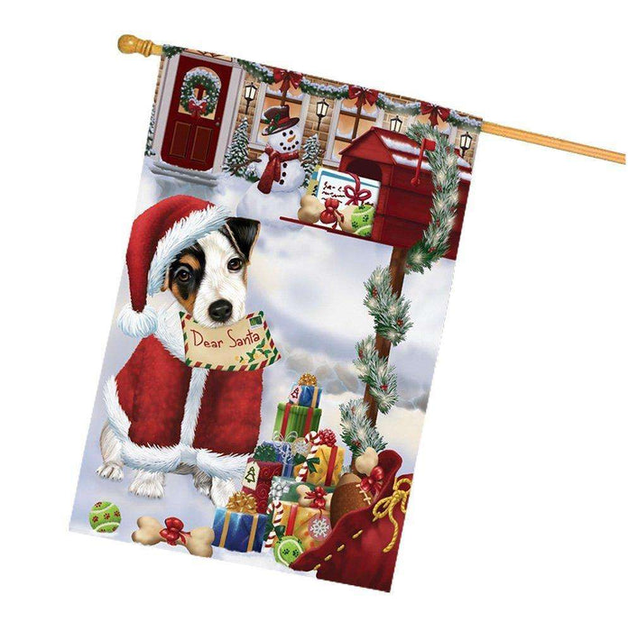 Jack Russell Dear Santa Letter Christmas Holiday Mailbox Dog House Flag