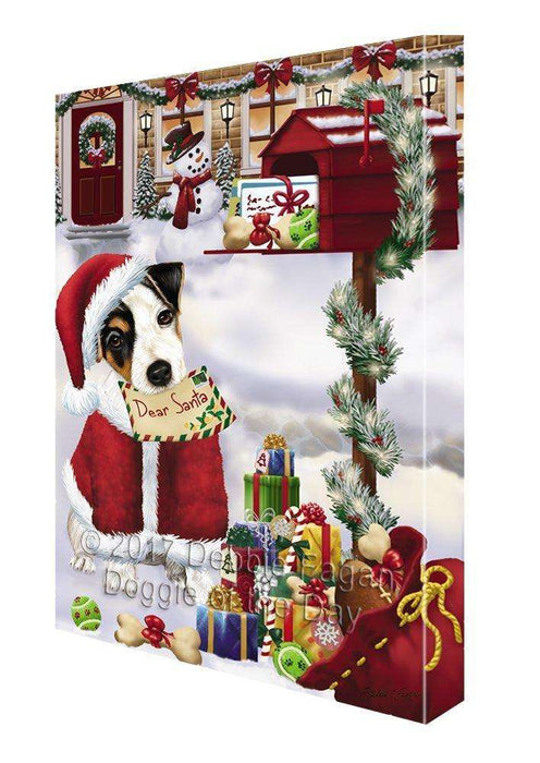 Jack Russell Dear Santa Letter Christmas Holiday Mailbox Dog Painting Printed on Canvas Wall Art