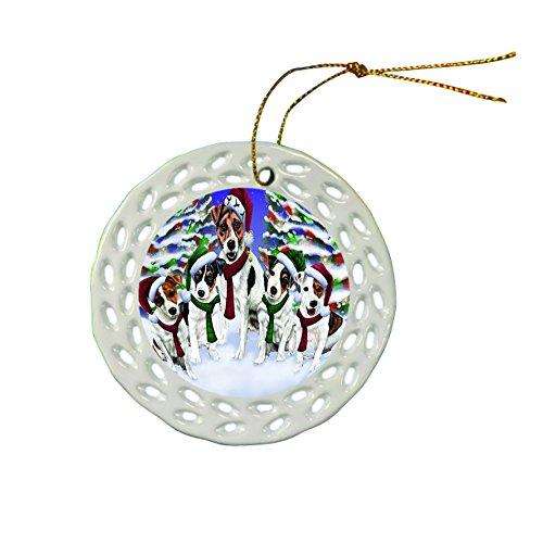 Jack Russell Dog Christmas Doily Ceramic Ornament