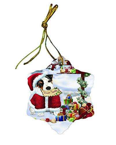 Jack Russell Dog Christmas Snowflake Ceramic Ornament