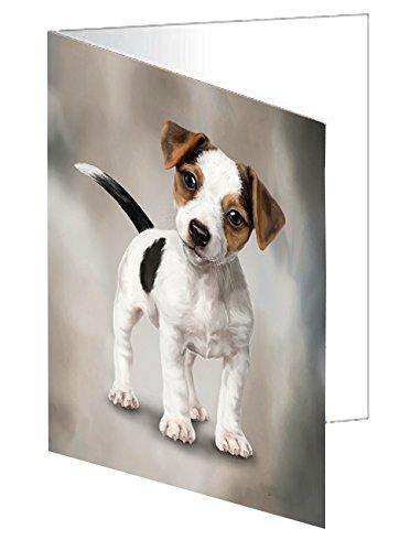 Jack Russell Dog Handmade Artwork Assorted Pets Greeting Cards and Note Cards with Envelopes for All Occasions and Holiday Seasons D032