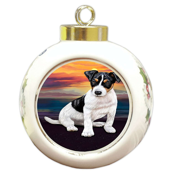 Jack Russell Dog Round Ball Christmas Ornament