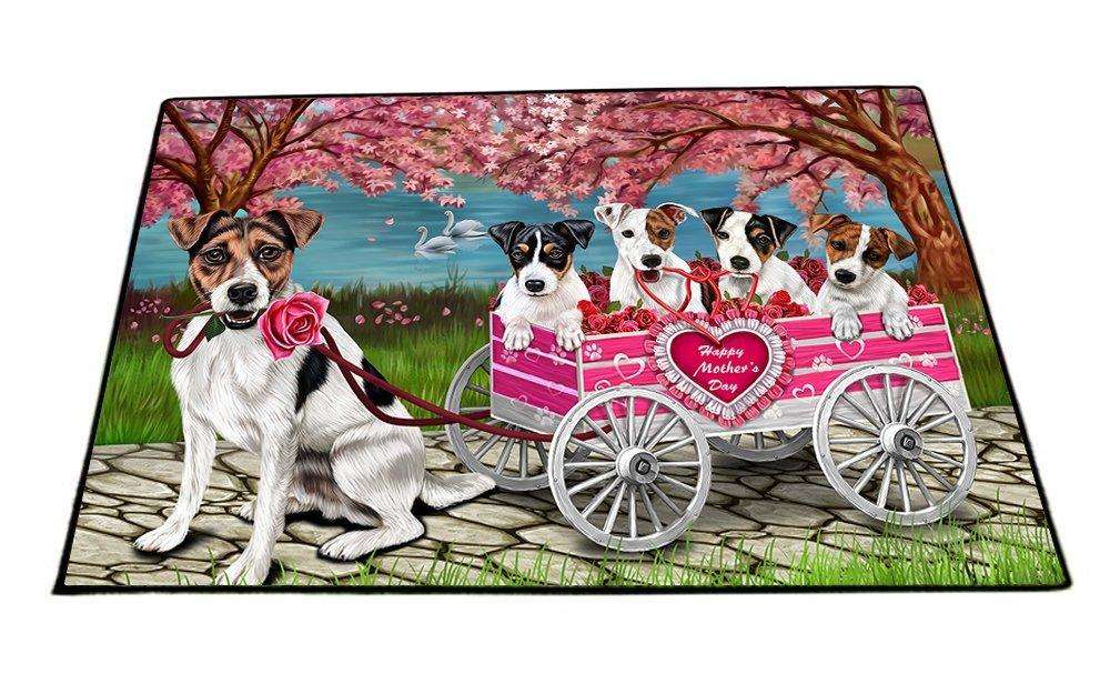 Jack Russell Dog with Puppies Mother's Day Floormat