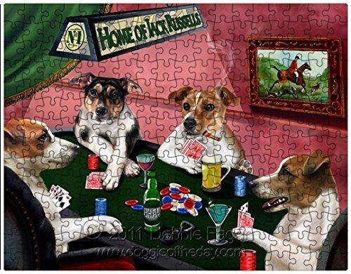 Jack Russell Dogs Playing Poker 500 Pc. Puzzle with Photo Tin