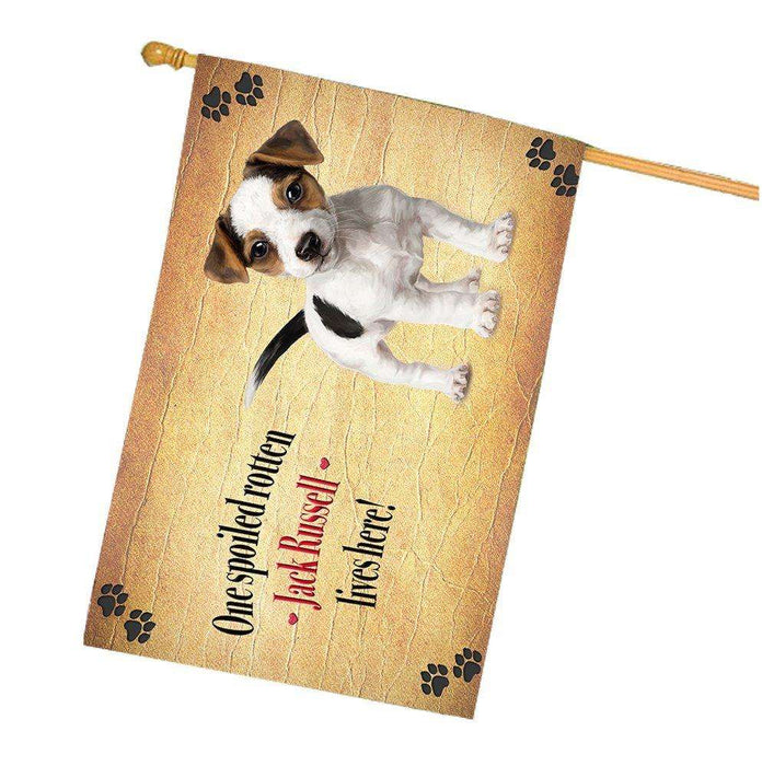 Jack Russell Spoiled Rotten Dog House Flag