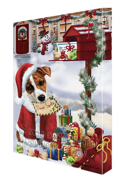 Jack Russell Terrier Dog Dear Santa Letter Christmas Holiday Mailbox Canvas Print Wall Art Décor CVS102995