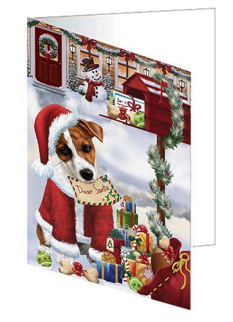 Jack Russell Terrier Dog Dear Santa Letter Christmas Holiday Mailbox Handmade Artwork Assorted Pets Greeting Cards and Note Cards with Envelopes for All Occasions and Holiday Seasons GCD65744