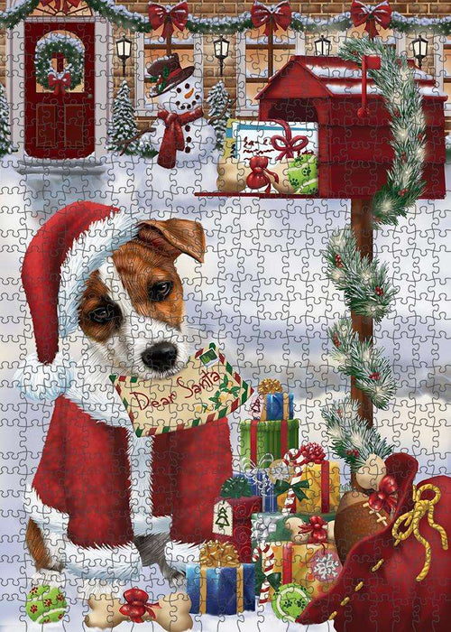 Jack Russell Terrier Dog Dear Santa Letter Christmas Holiday Mailbox Puzzle with Photo Tin PUZL82776