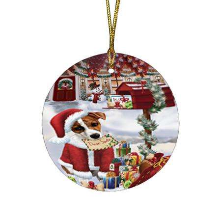 Jack Russell Terrier Dog Dear Santa Letter Christmas Holiday Mailbox Round Flat Christmas Ornament RFPOR53896