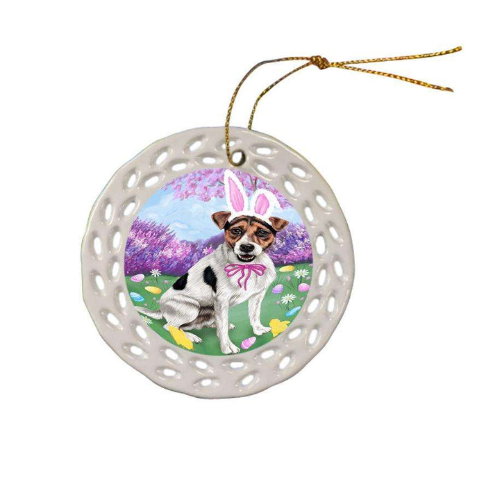 Jack Russell Terrier Dog Easter Holiday Ceramic Doily Ornament DPOR49164