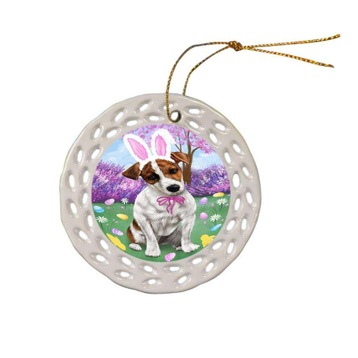 Jack Russell Terrier Dog Easter Holiday Ceramic Doily Ornament DPOR49166