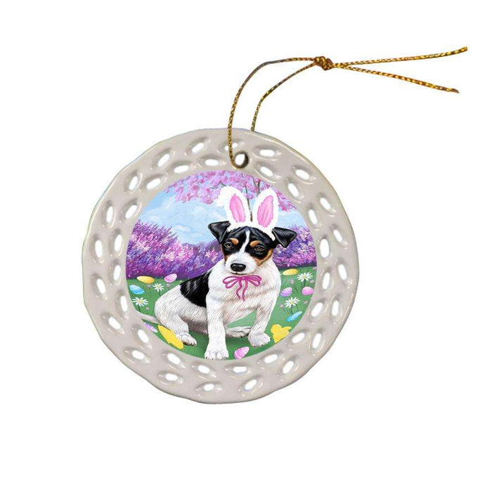 Jack Russell Terrier Dog Easter Holiday Ceramic Doily Ornament DPOR49167