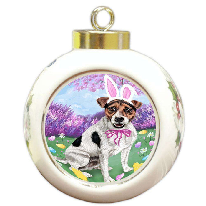 Jack Russell Terrier Dog Easter Holiday Round Ball Christmas Ornament RBPOR49164